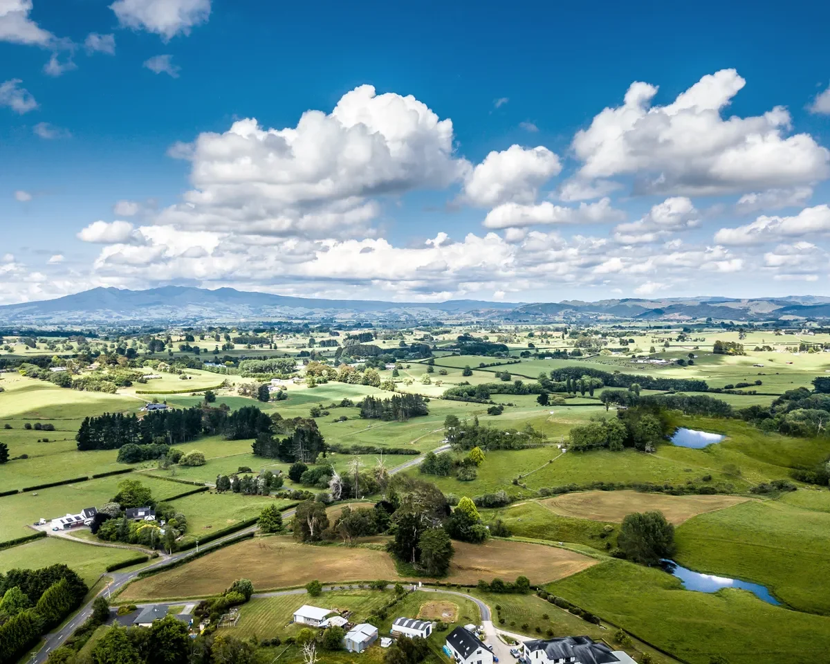 Aerial shot of the Waikato and countryside